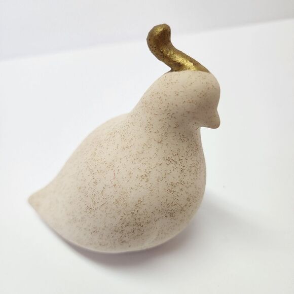 Vintage Set of 3 Ceramic White Glazed with Gold Quails - Picture 2 of 8